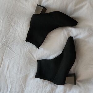 Black Knit Chunky Heel Booties sz 39